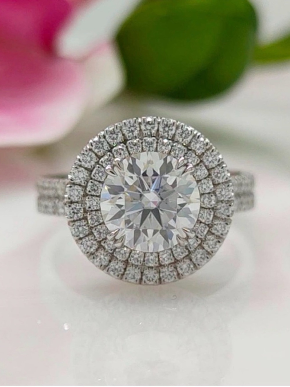 Double Halo Diamond & Moissanite Ring